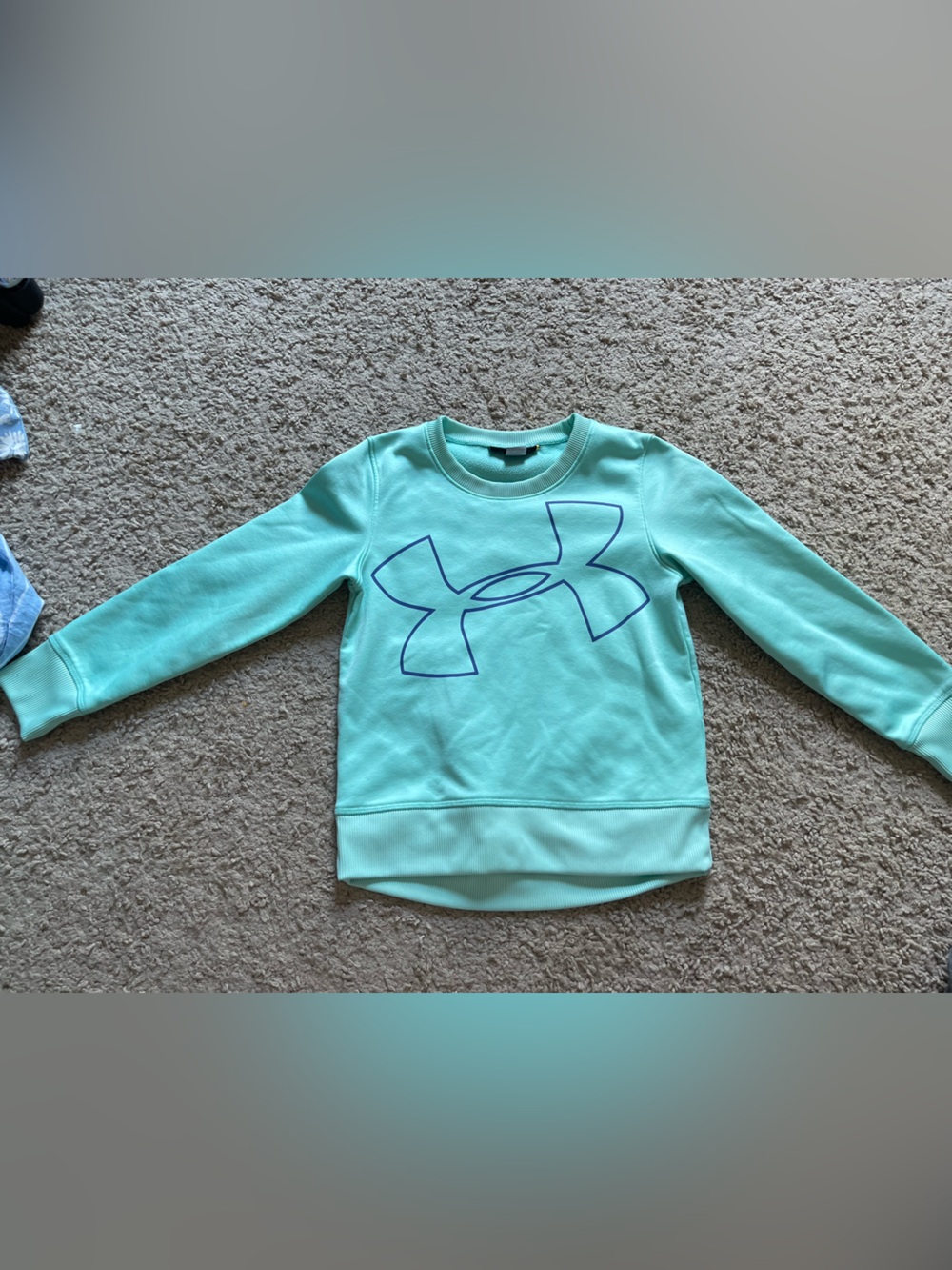 Under Armour Girls Aqua Mint Bow Logo Crewneck Sweatshirt 6X